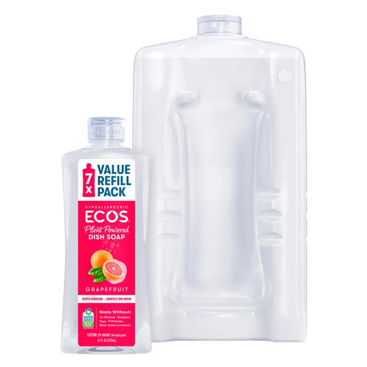 ECOS Liquid Dish Soap, Grapefruit, 16 fl oz + 96 fl oz Refill
