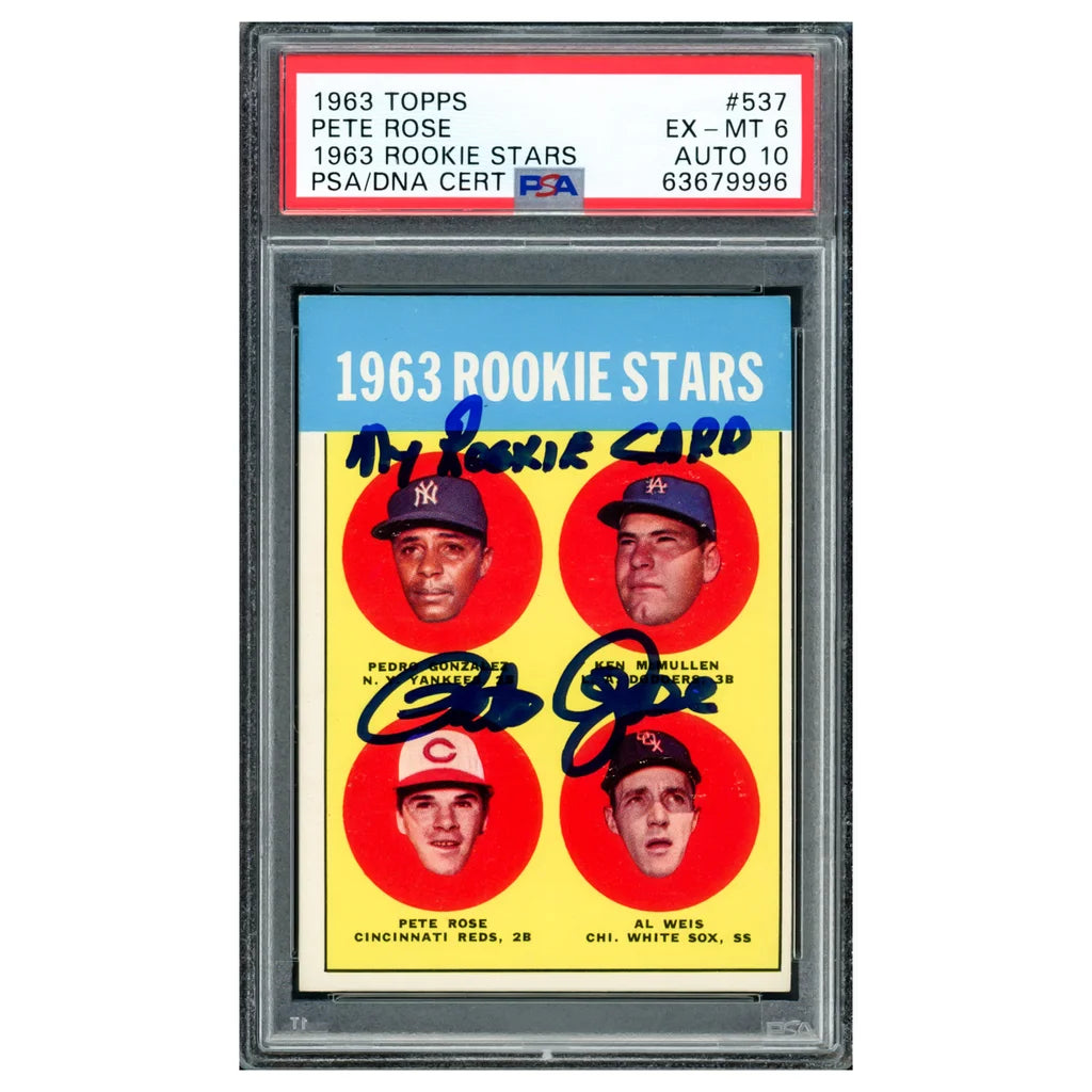 Pete Rose Autographed 1963 Topps Rookie Card #537 "My Rookie Card" Cincinnati Reds - PSA/DNA Authenticated