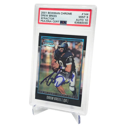 Drew Brees Autographed 2001 Bowman Chrome XFractor Rookie Card #144 Highest Graded New Orleans Saints - PSA/DNA Authenticated