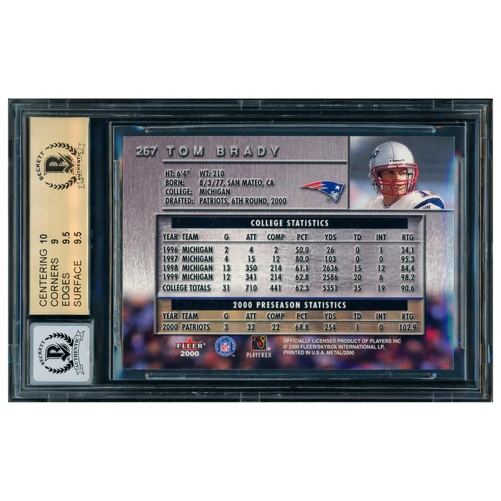 Tom Brady Autographed 2000 Fleer Metal Rookie Card #267 New England Patriots - Beckett Authenticated