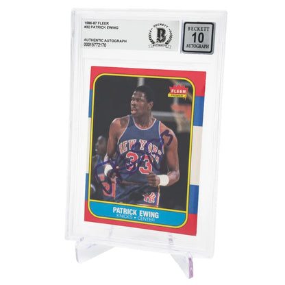 Patrick Ewing Autographed 1986-87 Fleer Rookie Card #32 New York Knicks - Beckett Authenticated