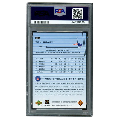 Tom Brady Autographed 2000 Upper Deck Rookie Card #254 New England Patriots - PSA/DNA Authenticated