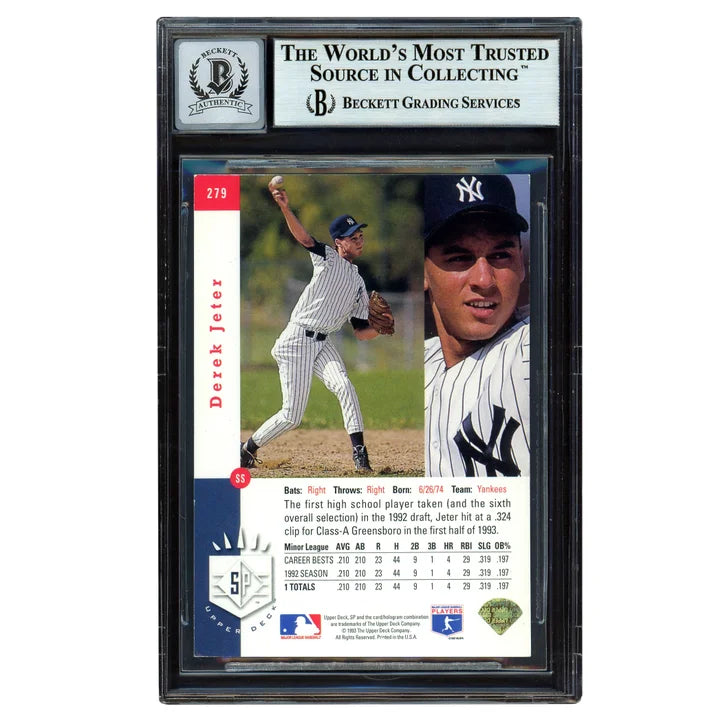 Derek Jeter Autographed 1993 Upper Deck SP Rookie Card #279 New York Yankees - Beckett Authenticated