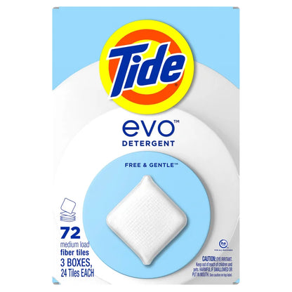Tide Evo Laundry Detergent Tiles, Free & Gentle, 72-count