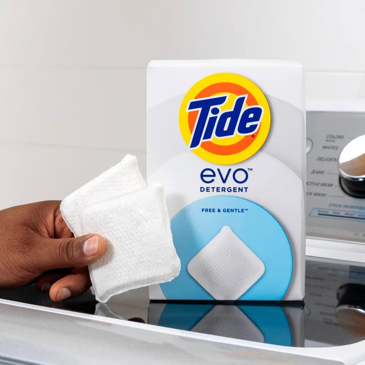 Tide Evo Laundry Detergent Tiles, Free & Gentle, 72-count