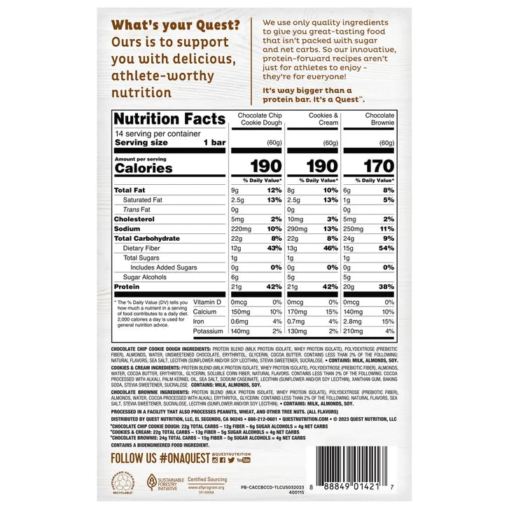 Quest Protein Bar Variety Pack, 2.12 oz, 14-count