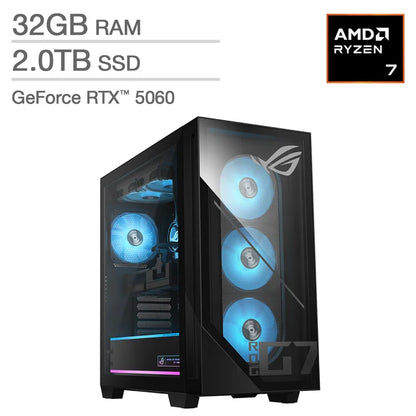 ASUS ROG GM700 58L Gaming Desktop - AMD Ryzen 7 8700F - NVIDIA GeForce RTX 5060 - 2TB SSD - Windows 11 Home