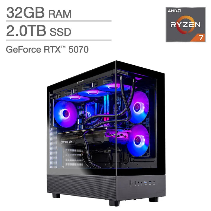Skytech Azure 3 Liquid Cooled Gaming Desktop - AMD Ryzen 7-7700 - GeForce RTX 5070, 12GB - Windows 11