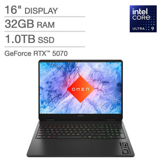 HP OMEN 16 Slim Gaming Laptop - Intel Core Ultra 9 285H - GeForce RTX 5070 - 16" 1920 x 1200 144Hz - 32GB RAM - 1TB SSD - Windows 11 Home