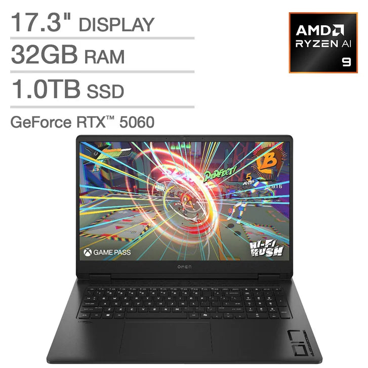 HP OMEN 17.3" Gaming Laptop - AMD Ryzen AI 9 365 - GeForce RTX 5060 - 1920 x 1080 144Hz - 32GB RAM - 1TB SSD - Windows 11 Home
