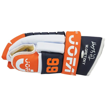 Wayne Gretzky Autographed Navy Blue & Orange Jofa Authentic 1989 Hockey Gloves "99" Edmonton Oilers - Upper Deck Authenticated