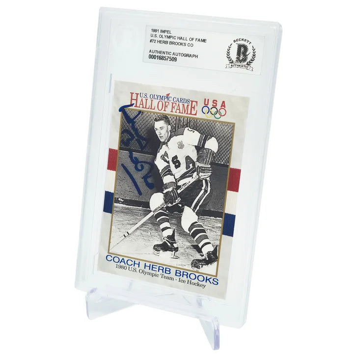 Herb Brooks Autographed 1991 Impel Card #72 1980 Team USA Beckett Authenticated