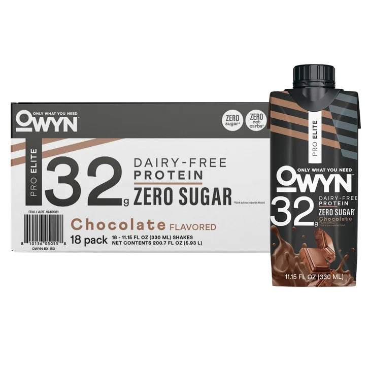 OWYN 32g Pro Elite Protein Shake, Chocolate, 11.15 fl oz, 18-pack