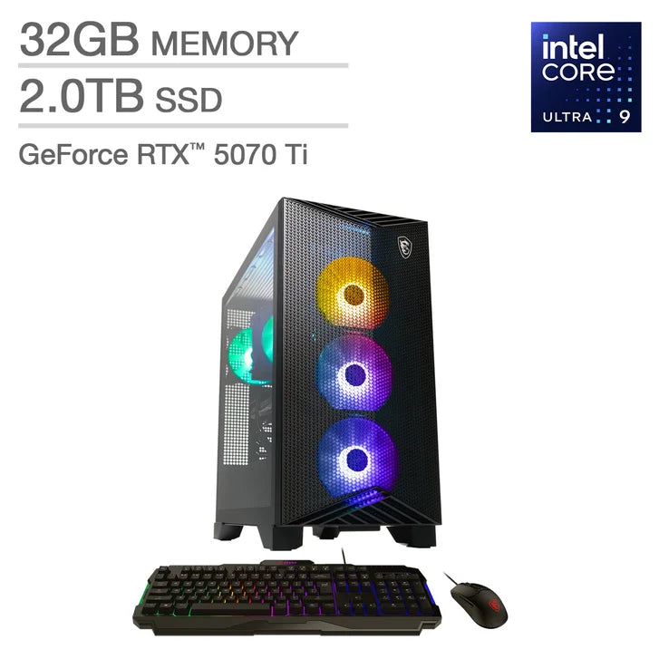 MSI Aegis R2 AI Gaming Desktop – Intel Core Ultra 9 285 - GeForce RTX 5070 Ti – 32GB RAM – 2TB SSD – Windows 11