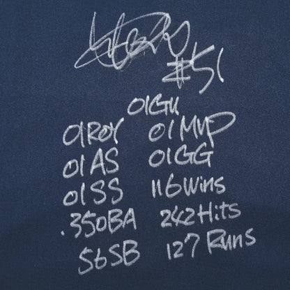 Ichiro Suzuki Autographed Seattle Mariners Game Used 2001 Rookie Year Navy Blue Jersey - MCS Authenticated