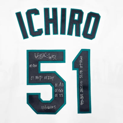 Ichiro Suzuki Autographed Seattle Mariners Game Used 2001 Rookie Year White Home Jersey - MCS Authenticated