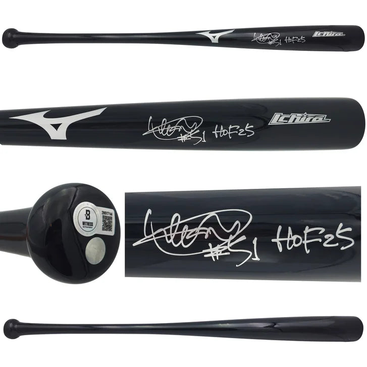 Ichiro Suzuki Seattle Mariners Autographed Black Mizuno Player Model Baseball Bat "HOF 25" - Beckett Authenticated