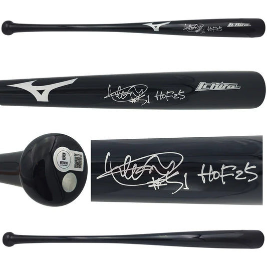 Ichiro Suzuki Seattle Mariners Autographed Black Mizuno Player Model Baseball Bat "HOF 25" - Beckett Authenticated