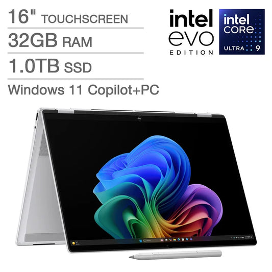 HP OmniBook 7 Flip 16" 2-in-1 Laptop - Intel Evo Platform Powered by Intel Core Ultra 9 288V - CoPilot+ PC - 3K OLED Touchscreen - 32GB Memory - 1TB SSD - Windows 11 Home