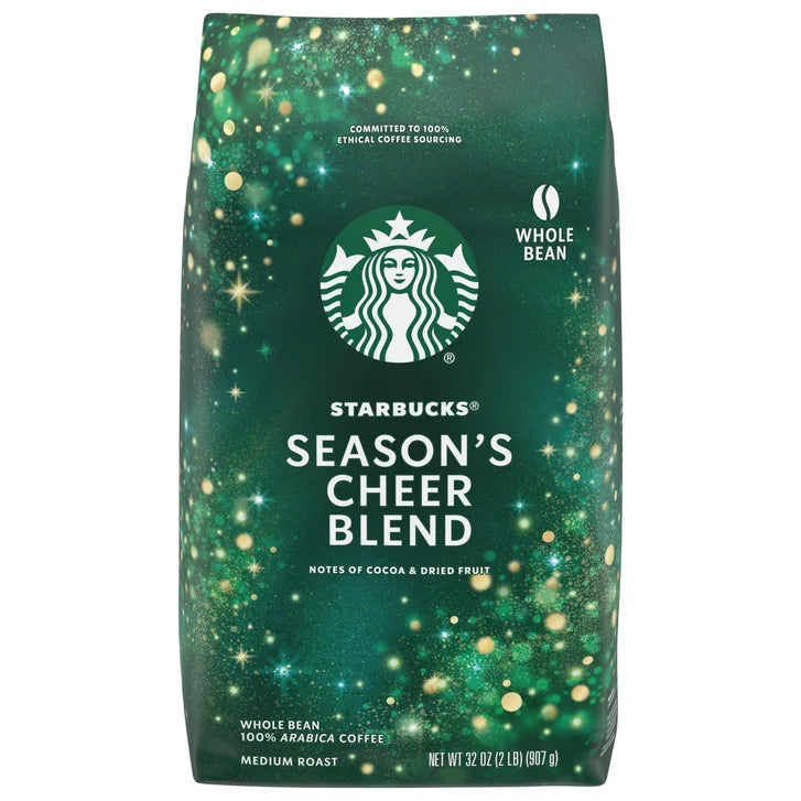 Starbucks Season's Cheer Blend Coffee, Medium Roast, Whole Bean, 2 lbs