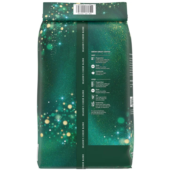 Starbucks Season's Cheer Blend Coffee, Medium Roast, Whole Bean, 2 lbs