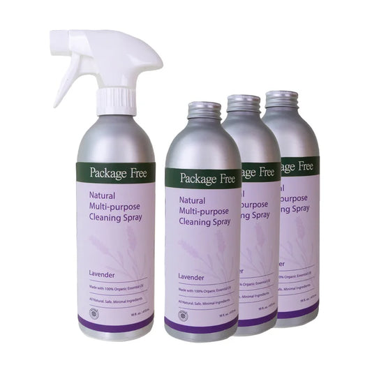 Package Free Multi-Purpose Cleaning Spray, Lavender, (1) 16 fl oz Spray + (3) 16 fl oz Refills