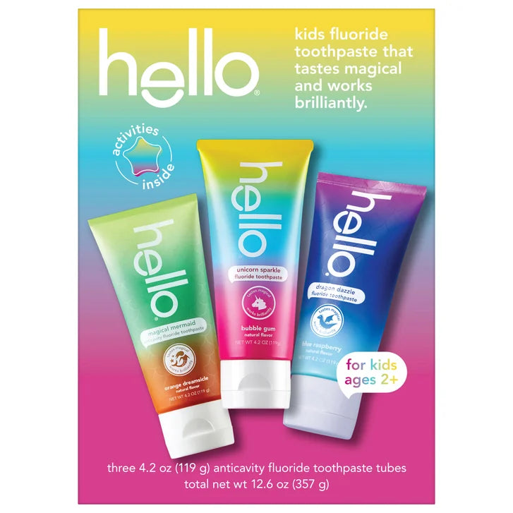hello Kids Toothpaste Fluoride, 4.2 oz Variety, 3-pack
