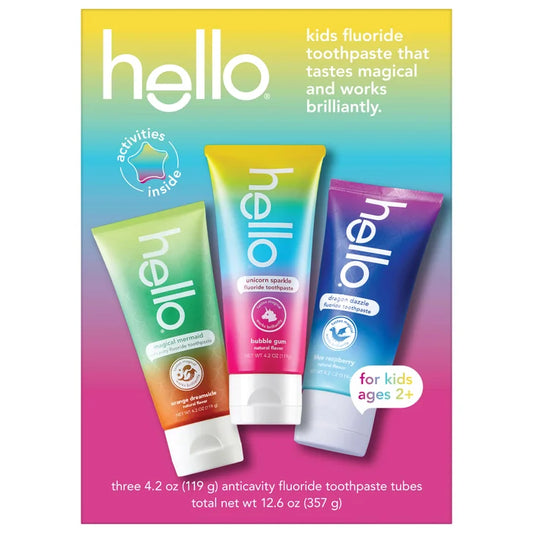 hello Kids Toothpaste Fluoride, 4.2 oz Variety, 3-pack