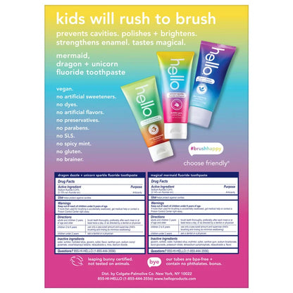 hello Kids Toothpaste Fluoride, 4.2 oz Variety, 3-pack