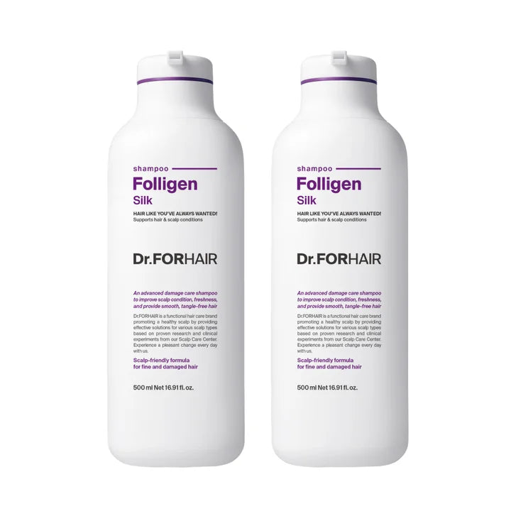 Dr.FORHAIR Folligen Silk Shampoo, 16.9 fl oz, 2-pack