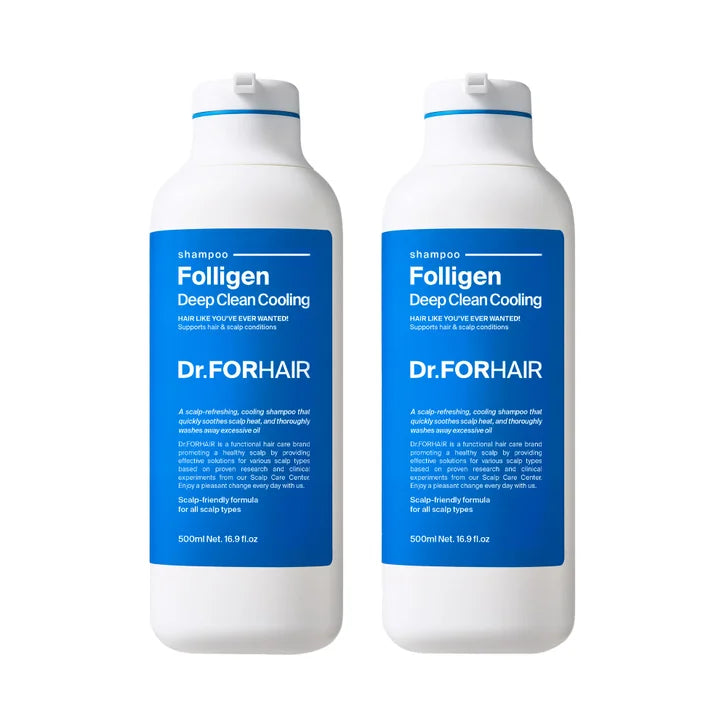Dr.FORHAIR Folligen Deep Clean Cooling Shampoo, 16.9 fl oz, 2-pack