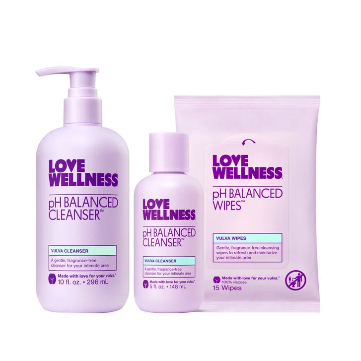 Love Wellness pH Balanced Cleanser and Wipes Bundle