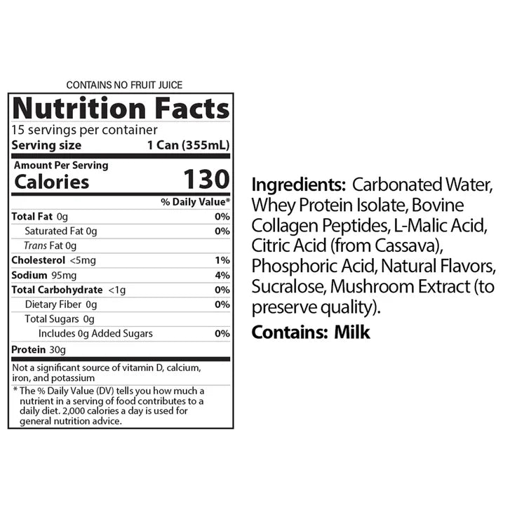 Genius Gourmet Sparkling Clear 30g Protein, Blue Raspberry Lemonade, 12 fl oz, 15-pack