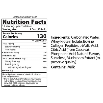 Genius Gourmet Sparkling Clear 30g Protein, Blue Raspberry Lemonade, 12 fl oz, 15-pack