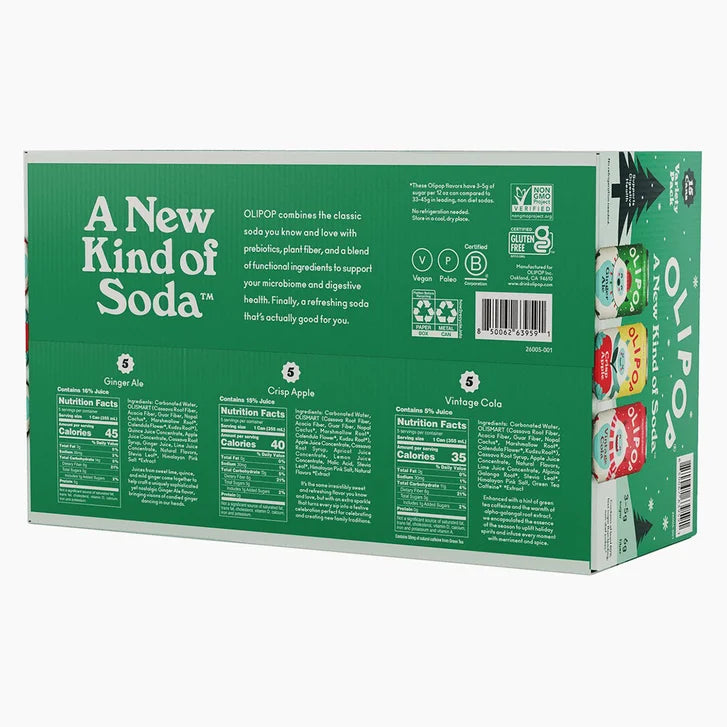 Olipop Soda, Holiday Variety Pack, 12 fl oz, 15-count