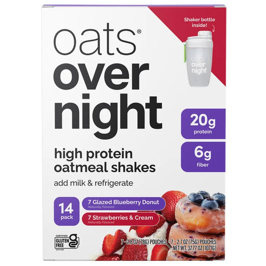 Oats Overnight VP, 20g Protein Shake, Blueberry Donut & Strawberries & Cream, 14-pack