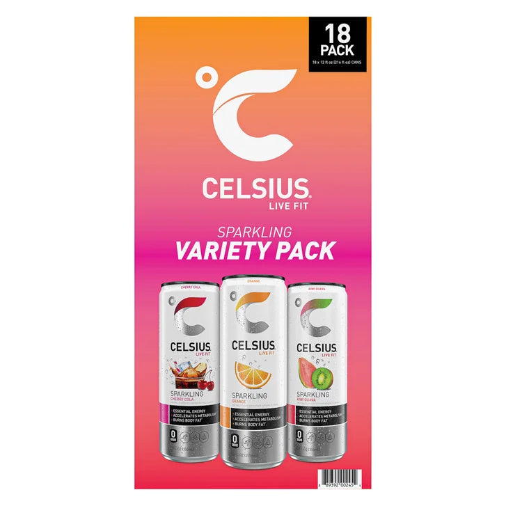 Celsius Sparkling Energy Drink, Core Variety Pack, 12 fl oz, 18-count