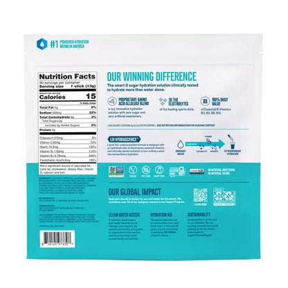 Liquid I.V. Hydration Multiplier, 30 Individual Serving Stick Packs in Resealable Pouch, Sugar Free, Raspberry Lemonade