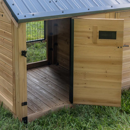 Backyard Discovery 7’ x 5’ Canine Cabin Cedar Wood Outdoor Dog Kennel