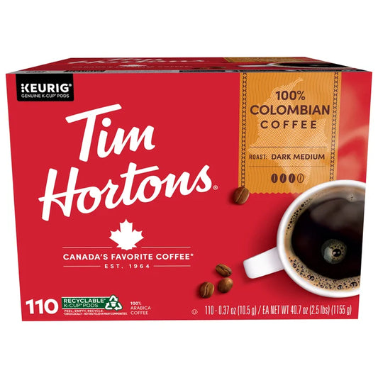 Tim Hortons Coffee 100% Colombian K-Cup Pod, 110-Count