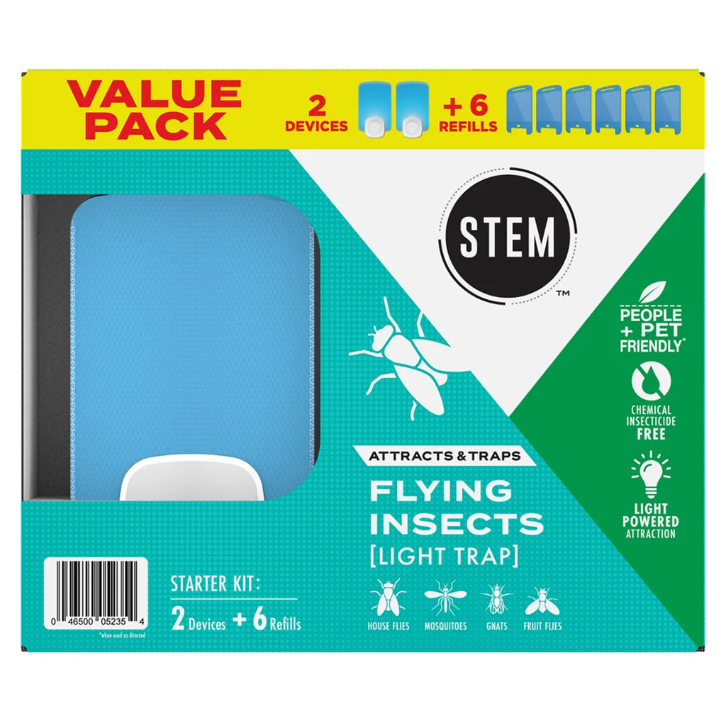 STEM Flying Insect Light Trap Starter Kit, Includes 2 Light Traps and 6 Refills