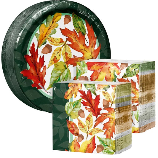 Artstyle Paper Plate and Napkin Bundle, Sunny Fall, 200-count
