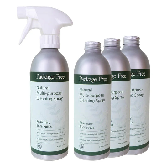 Package Free Multi-Purpose Cleaning Spray, Rosemary Eucalyptus, (1) 16 fl oz Spray + (3) 16 fl oz Refills