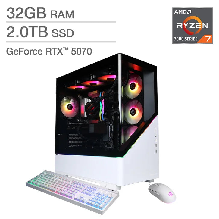 CyberpowerPC Gamer Supreme Gaming Desktop - AMD Ryzen 7 7800X3D - NVIDIA GeForce RTX 5070, 12GB - 32GB RAM - 2TB SSD - Windows 11