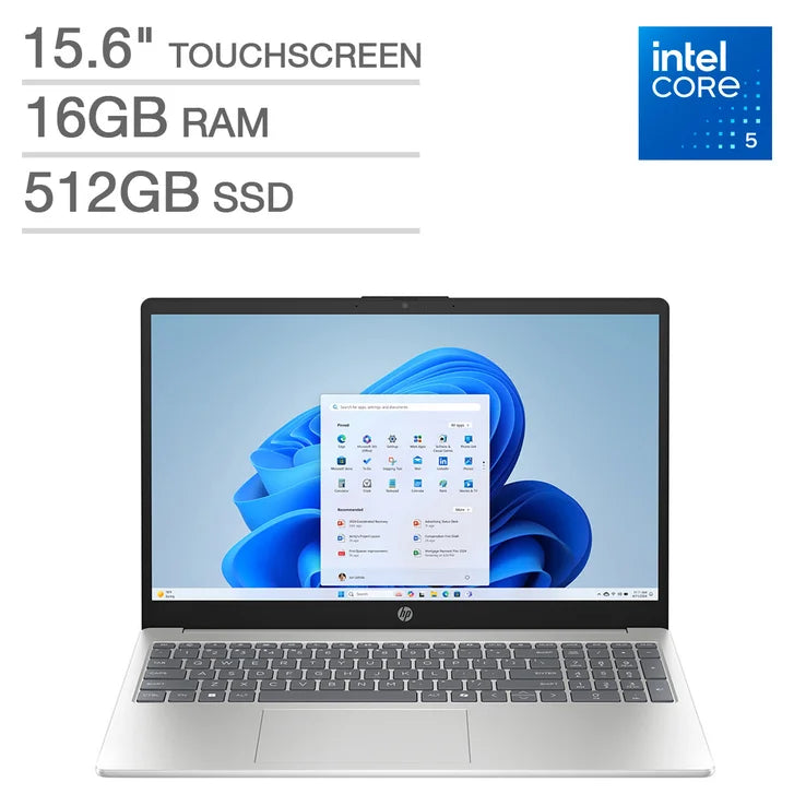 HP 15.6" FHD Touchscreen Laptop - Intel Core 5 120U - 1920 x 1080 - 16GB Memory - 512GB SSD - Windows 11 Home