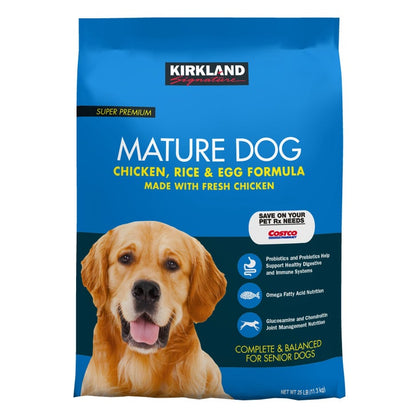 Kirkland Signature Mature Formula Chicken, Rice and Egg Dog Food, 25 lbs