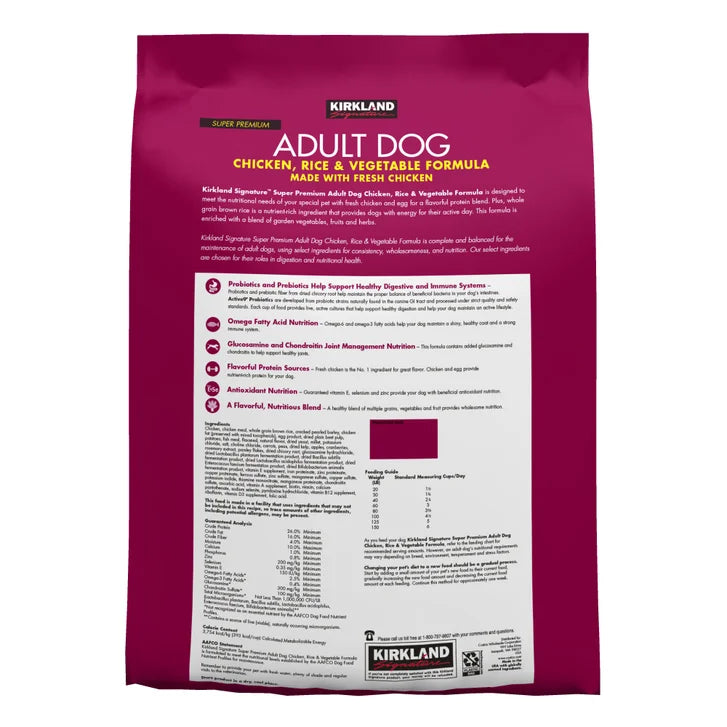 Kirkland Signature Adult Formula Chicken, Rice and Vegetable Dog Food, 25 lbs