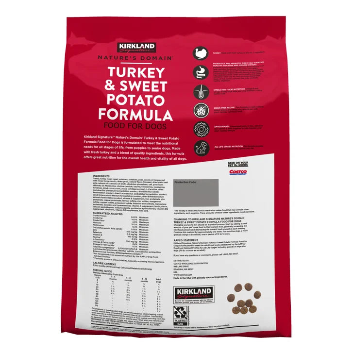 Kirkland Signature Nature's Domain Turkey and Sweet Potato Dog Food, 25 lbs