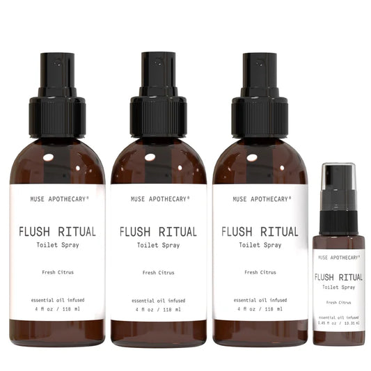 Muse Apothecary Flush Ritual Toilet Spray, Fresh Citrus, (3) 4 fl oz + (1) 0.45 fl oz