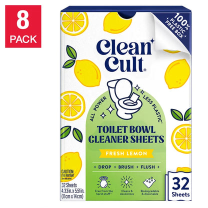 Cleancult Toilet Bowl Cleaner Sheets, Fresh Lemon, 256-count